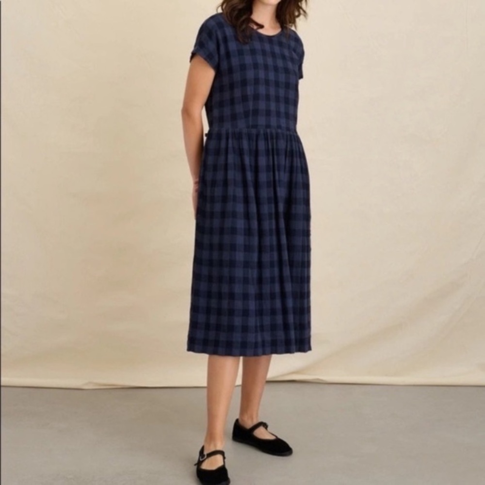 Alex Mill Navy Plaid Midi Dress